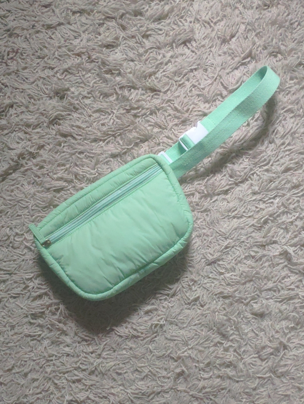 Mint Green Quilted Crossbody Belt Bag
